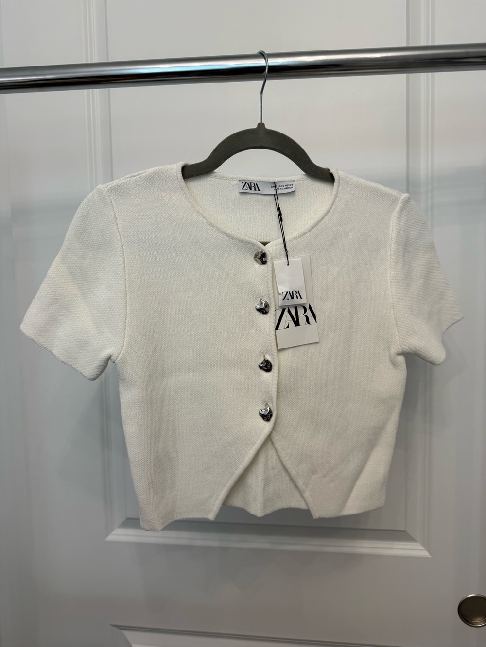 ZARA Short Sleeve Cardigan Top